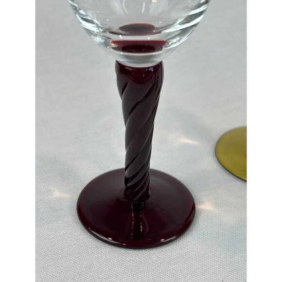 Bombay Cocktail Cordial Glasses Set Of 4 Multicolor Swirl Stem Art Deco Style Gl - Picture 2 of 8